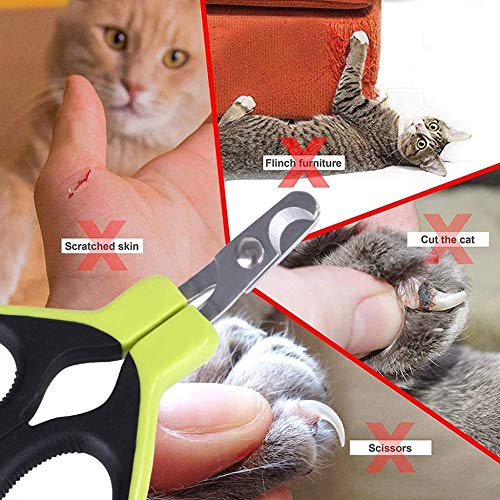 Tijeras De Cortauñas Para Mascotas De Perros Y Gatos Con Protector De Seguridad Para Evitar Cortes Excesivos, Herramienta De Aseo Profesional En El Hogar Para Animales Grandes Y Pequeños (Verde)