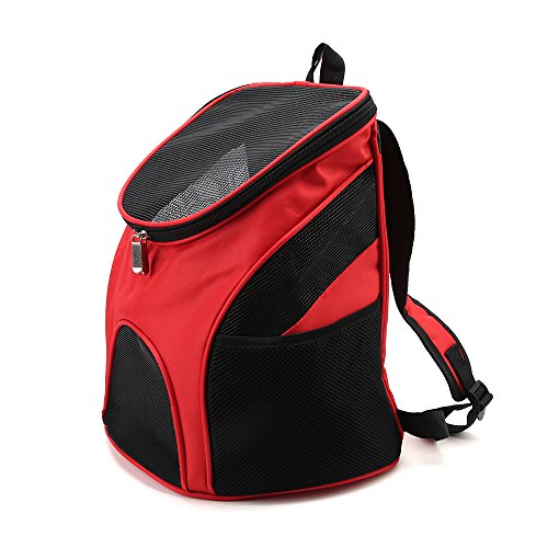 Tineer Pet Mochila Perro Gato Portador Bolsa Portátil 6KG Pet Front Bolsa de Viaje Malla Mochila Bolsa Salir hacia Fuera Bolsa de Hombro Ajustable Porta Perritos (Rojo)