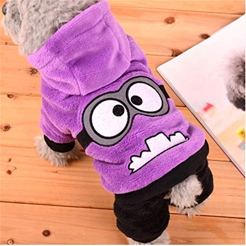 TMMDZZ Otoño Ropa Linda del Perro Sudadera con Capucha Ropa para Mascotas Capa Suave del Perrito Ropa del Perro para Perros Pequeños Mono Suéter Caliente Ropa para Mascotas XL Púrpura