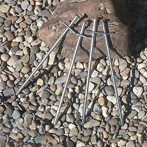 ToCi – Clavos para suelo rocoso para Camping 23 cm Acero galvanizado, Clavos para tiendas en suelo de tierra dura y rocoso para camping o actividades al aire libre| en juegos de 4 – 48 unidades a elegir., Unisex, 8 unidad