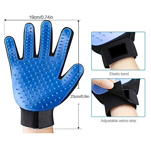 TONWON Mascota Guante de Aseo, Mascota Hair Remover Mitt, Excelente Kit de Aseo para Mascotas Depilación para Mascotas y Masajes Suaves - para Gatos y Perros (Paquete de 2, Azul)