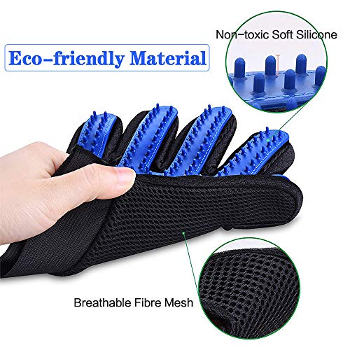 TONWON Mascota Guante de Aseo, Mascota Hair Remover Mitt, Excelente Kit de Aseo para Mascotas Depilación para Mascotas y Masajes Suaves - para Gatos y Perros (Paquete de 2, Azul)