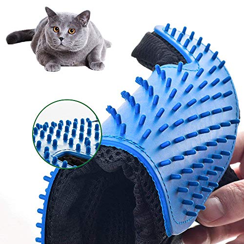 TONWON Mascota Guante de Aseo, Mascota Hair Remover Mitt, Excelente Kit de Aseo para Mascotas Depilación para Mascotas y Masajes Suaves - para Gatos y Perros (Paquete de 2, Azul)