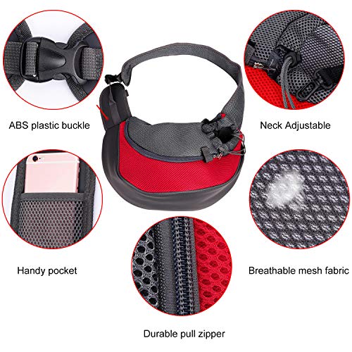 Transportín para Perros, Bolsa Bandolera de Transporte para Llevar Perrito Gatito Mascota Pequeño Correa de Hombro Acolchada Ajustable Tote Bag con Bolsillo Delantero Viajes Puppy Carrier 2.5kg/5.5LB