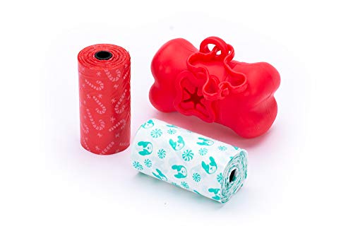 Tri-Coastal Design - Repuestos de Bolsas para Excrementos de Perro y Dispensador de Clip con Forma de Hueso (Furever Merry Dog)