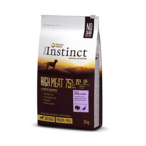 True Instinct High Meat Adult Medium/Maxi - Pienso para Perros Adultos con Pavo Deshuesado 1200 g