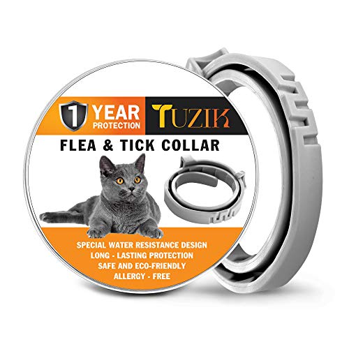 TUZIK - Collar antipulgas para Gatos, 12 Meses de protección contra pulgas, Ajustable, Seguro e Impermeable, Collar antipulgas – Todo Natural y antialérgico