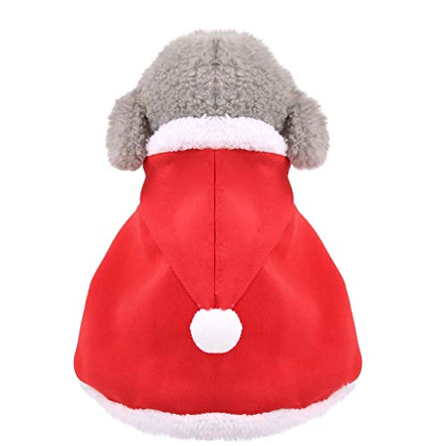 TWBB Ropa Perro Pequeño Invierno, Pet Dog Christmas Capa con Capucha Capa Ajustable con Cuello y Pajarita Lindo Disfraz de Navidad para Gato, Perro, Ropa de Cachorro Yorkshire Chihuahua