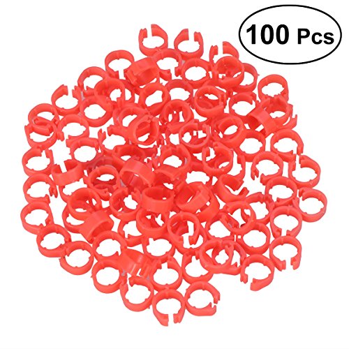 ueetek 100pcs clip de plástico sobre Pierna Anillas Tag pie para Piccione Pollito pequeño Aves Bantam