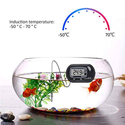 UEETEK 2 Piezas termómetro LCD Digital para Peces de Acuario terrario Reptil bivalvo (Negro)