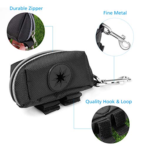 UEETEK Bolsas para excrementos de perro con dispensador y clip para correa (Negro)