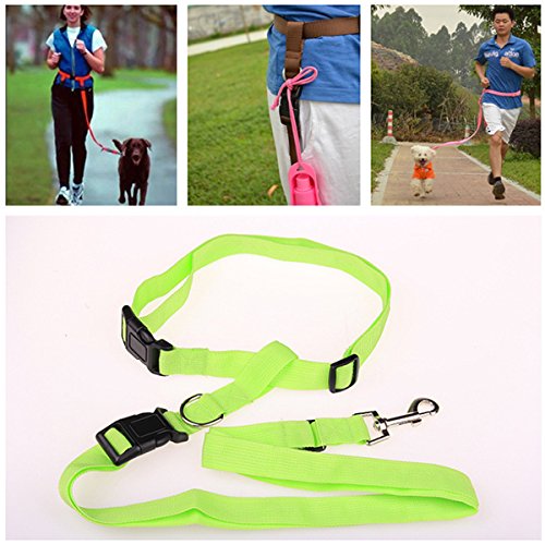 UEETEK Manos Libres Correa de Perros con Cinturón Ajustable para Correr Caminar Running (Verde)