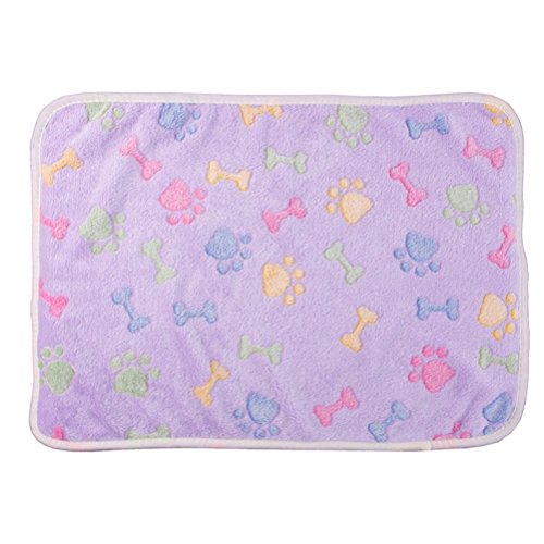 Ueetek - Manta polar para mascotas, suave para gatos y perros cálidos de 60 x 40 cm (morado)