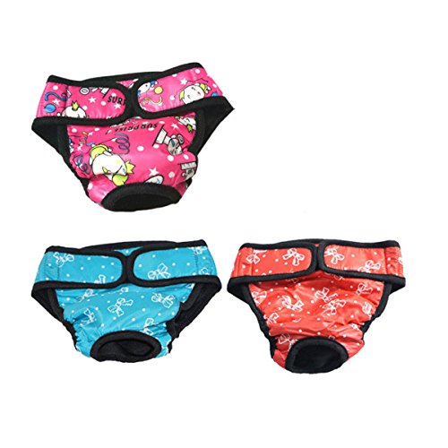 UEETEK Pañales para Perro Sanitarios Fisiológicas Bragas Lavable Pantalones de pañales para Perro Mascotas - 3 Piezas