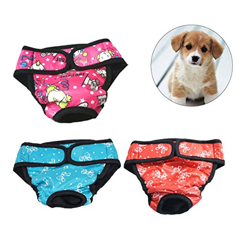 UEETEK Pet Dog Puppy Pañal Sanitary Physiological Pants Female Dog Shorts Bragas Menstruación Underwear Size S-Pack of 3