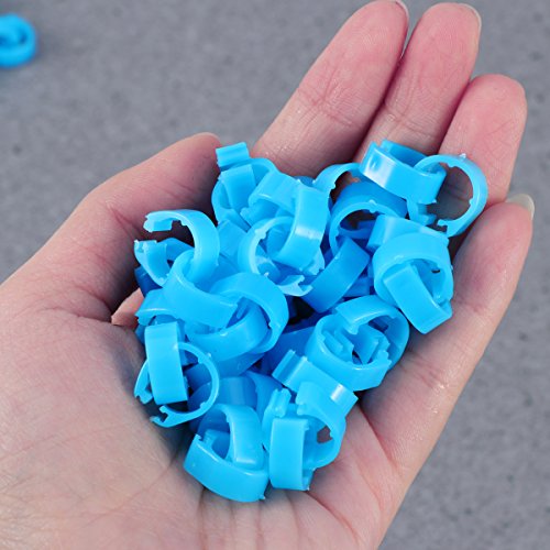 UKCOCO Clip de plástico en los anillos de la pierna etiqueta de pie para pollo aves de corral pequeñas gallo 100PCS (cielo azul)