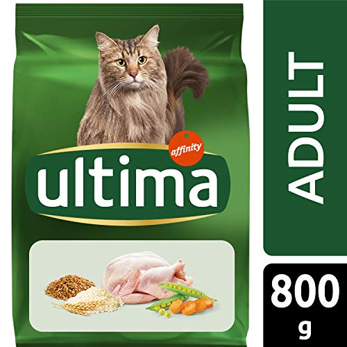 ultima Pienso para Gatos Adultos con Pollo, Pack de 5 x 800g - Total: 4kg