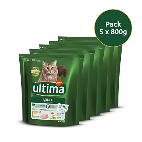 ultima Pienso para Gatos Adultos con Pollo, Pack de 5 x 800g - Total: 4kg