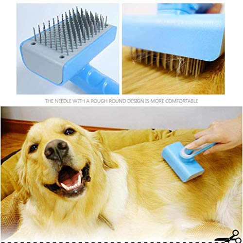 Un Cepillo para Mascotas Perro de la Limpieza de eliminación de Polvo de Masaje depilación Belleza Herramienta Perro Peine Corto del Gato de Pelo Largo Peine de Acero for Mascotas