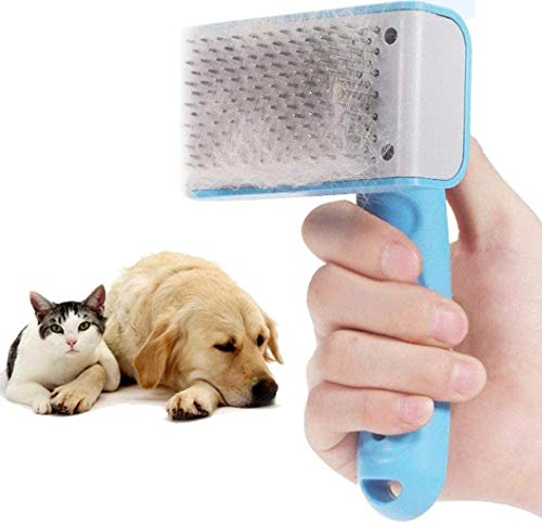 Un Cepillo para Mascotas Perro de la Limpieza de eliminación de Polvo de Masaje depilación Belleza Herramienta Perro Peine Corto del Gato de Pelo Largo Peine de Acero for Mascotas