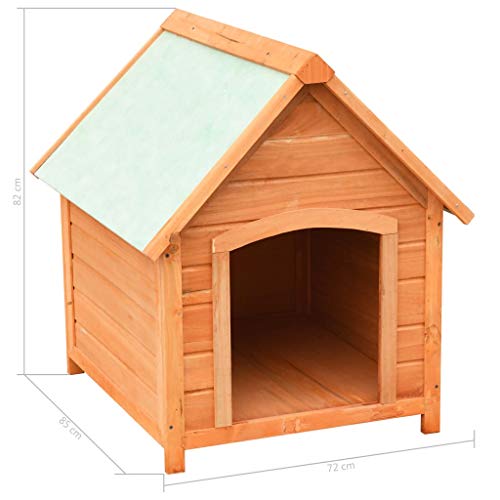 UnfadeMemory Casa de Perros de Jardín,Caseta para Perros Exteriore,Madera Maciza de Pino y Abeto (72x85x82cm)