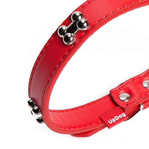 UPDOG Collar para Perro de Cuero Sintético Huesos. Diferentes tamaños para Todas Las Razas de Perros