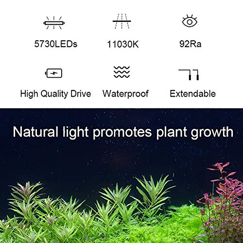 Urisgo - Lámpara de sujeción para Acuario, iluminación para Acuario con una lámpara de fijación LED para depósito de Peces con Pinza, luz Extensible de Planta acuática Impermeable para Acuario, 7 W