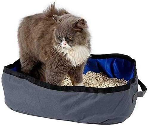 UYICTT Pan Bandeja Plegable Gatos Camada Caja a Prueba de Agua, Camas de Animales domésticos portátil, fácil Limpio, for los Viajes de Camping Inicio, 46x35x14cm GAGGE (Color : Black)