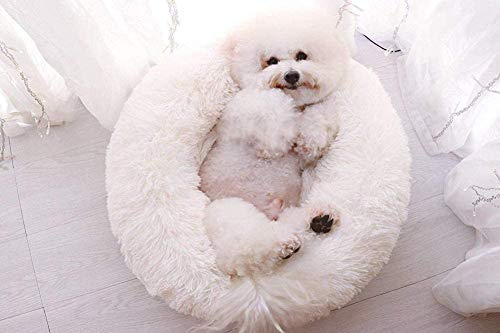 VAN+ Soft Plush Puppy Kitten Mejor colchón para Dormir Almohada para Gato con Cama para Perro Donut Redondo Cesta para Perro Caliente para Mascotas pequeñas y Medianas Lavable-XL:80 * 80 * 20cm O