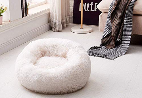 VAN+ Soft Plush Puppy Kitten Mejor colchón para Dormir Almohada para Gato con Cama para Perro Donut Redondo Cesta para Perro Caliente para Mascotas pequeñas y Medianas Lavable-XL:80 * 80 * 20cm O