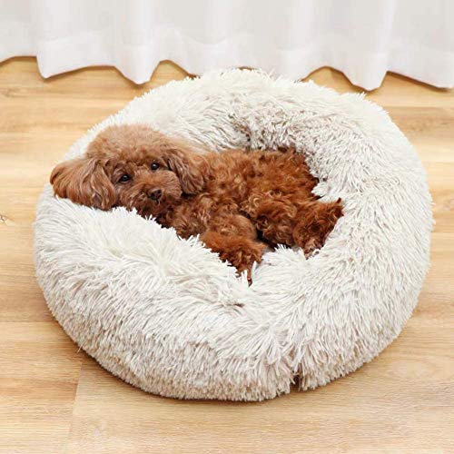 VAN+ Soft Plush Puppy Kitten Mejor colchón para Dormir Almohada para Gato con Cama para Perro Donut Redondo Cesta para Perro Caliente para Mascotas pequeñas y Medianas Lavable-XL:80 * 80 * 20cm O