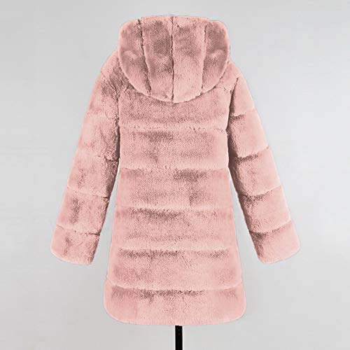 Vectry Rebajas Mujer Abrigo De Peluche Sintético Sudadera con Capucha Sudadera De Color Liso Chaqueta con Capucha Abrigo De Invierno Ropa De Abrigo De Mujer (_Rosa, XXXL)