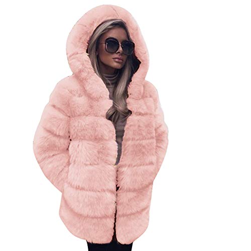 Vectry Rebajas Mujer Abrigo De Peluche Sintético Sudadera con Capucha Sudadera De Color Liso Chaqueta con Capucha Abrigo De Invierno Ropa De Abrigo De Mujer (_Rosa, XXXL)