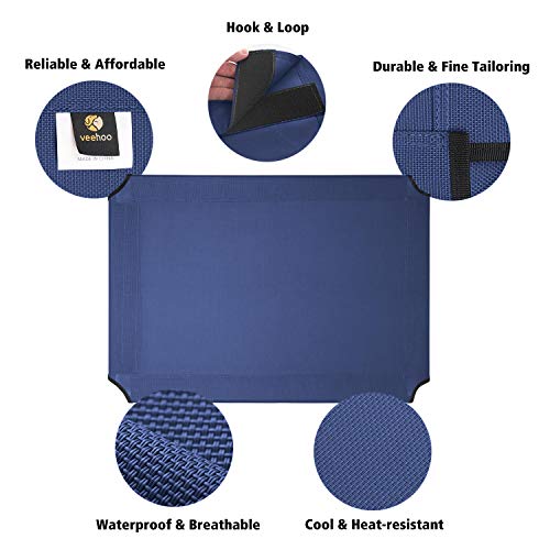 Veehoo Funda de Repuesto para Cama Elevada Elevada para Perros, Cama Exterior para Perros Pequeños, Medianos y Grandes, Hecha de Malla Textil Lavable y Duradera, XL, Azul