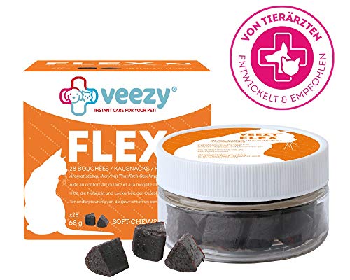 veezy Ceva Flex - Aperitivos para Gatos, 28 golosinas Naturales para Fuerza articulada y Agilidad, 68 g