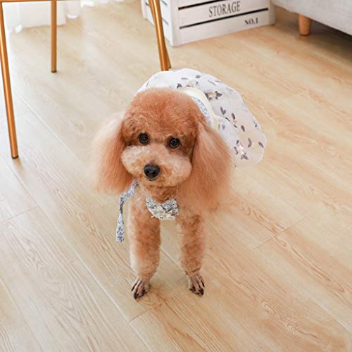 Vestido de Encaje para Perro, Vestidos de Princesa Falda Tutú para Perros con Bordado, Estampados de Floral Trajes de Tul, Transpirable y Ligero Disfraces Ropa para Gato Perrito Primavera Verano