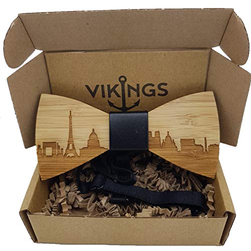 VIKINGS Pajarita Madera Woody Skyline, Fliege Skyline:Paris