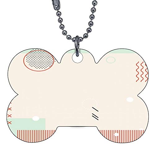 VinMea Funny Dog Cat Pet ID Tags Pastel Memphis Instagram Pattern Add Your Contact Customize Information and Colors on Back of Tag