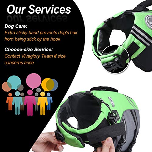 VIVAGLORY Chaleco Salvavidas para Perros Deportivo, Perros Seguridad Natación Ropa, Verde Brillante, M