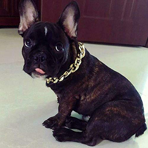 VOWAN Collar para Mascotas para Perros Collar de Cadena Gruesa Collar de Cachorro de plástico Chapado en Oro Accesorios de joyería Colgante Cadena de Oro