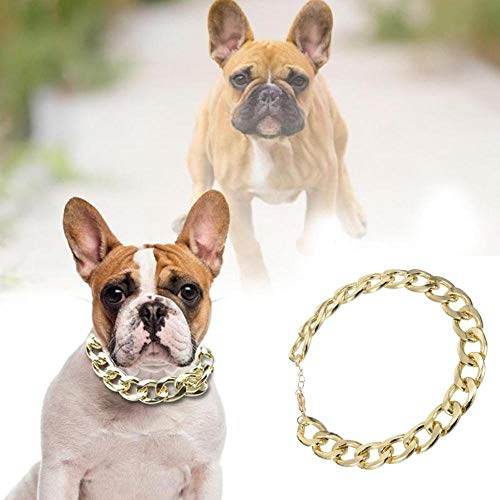 VOWAN Collar para Mascotas para Perros Collar de Cadena Gruesa Collar de Cachorro de plástico Chapado en Oro Accesorios de joyería Colgante Cadena de Oro