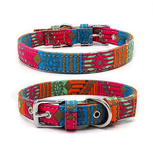 WANGJIN Collar De Perro Ajustable Collares De Perro De Lona De Estilo Bohemio De Moda para Bulldog Francés Pitbull Pug Collar Ajustable para Mascotas para Caminar Y Entrenar, Color 4, M 42X2.0Cm