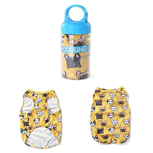 Wetour - Chaleco refrigerante Ligero para Perros con Almacenamiento de Tazas, Bonito Estampado, Amarillo, Medium