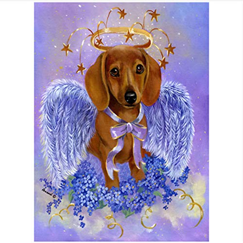 WFYY DIY Pintura por Números para Adultos con Pinceles y Pinturas Perro Golden Retriever Alado Lienzo Arte de la Pared Pintura al óleo Foto Puzzle Juego Juguetes Regalos 16X20inch Sin Marco