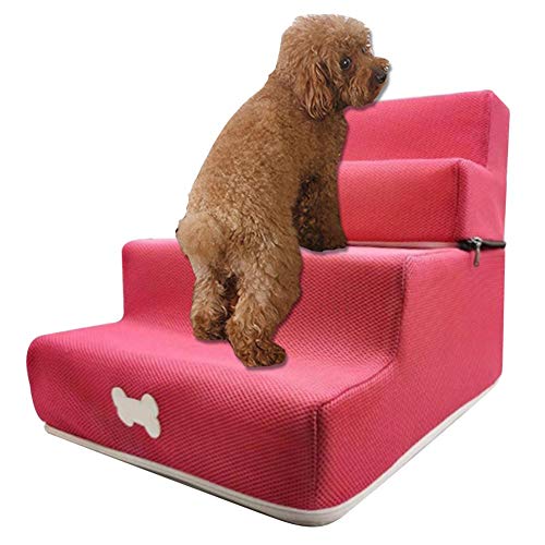 whelsara Escalera para Mascotas, Desmontable Equipo para Mascotas, Tres Escaleras Desmontables y Lavables, Suave Pasos para Gatos y Perros Best Service