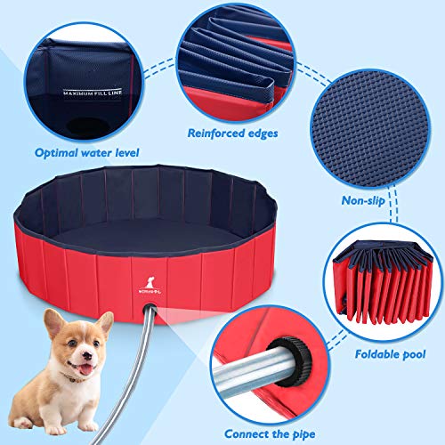 Wimypet Piscina para Mascotas o Niños Plegable, Piscina para Mascotas Bañera Plegable, Piscina para Perros, Piscina para Perros Plegable - Rojo (160x30CM)