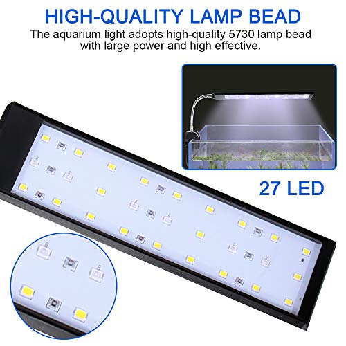 Winbang Luz de Acuario, Clip de pecera LED con Brillo de luz Ajustable con Carcasa de aleación de Aluminio Tubo Suave Flexible 7W / 10W (10W,27-LED)