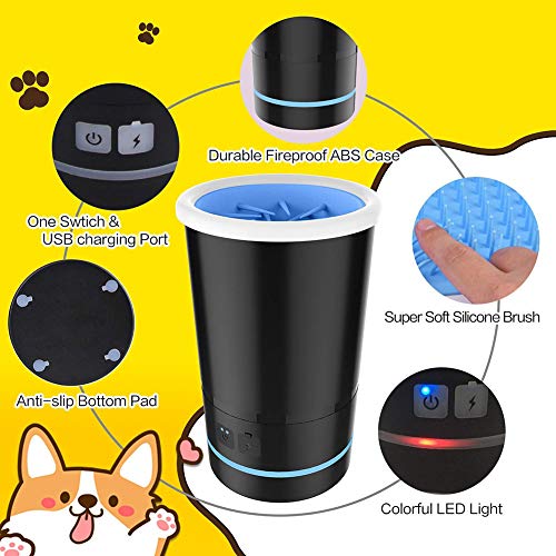 WLDOCA Automática Limpiadora De Pezuñas con Cepillo, Portátil, para Perros,Carga USB