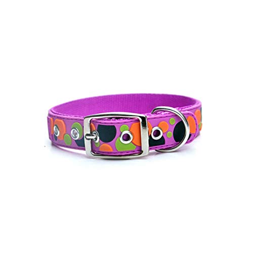 WPANgmz Perro Collar Correa Regalo  Collar De Perro Puntos De Diseño Collares De Perro Grandes Cuero De Nylon De PVC para Perros Venta Al por Mayor 1Pcs / Lot, Collar Morado, L