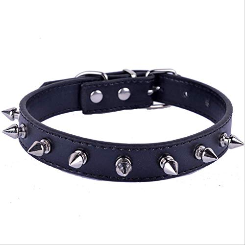 WSCDEH Punk Spike Collar para Mascotas PU Cuero Tachonado Correa para Perros Cuerda Correa Suministros para Mascotas Accesorios para Perros Collar para Perros Pitbull Pastor alemán L Negro